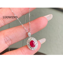 Load image into Gallery viewer, LUOWEND 18K White Gold Natural Ruby Necklace for Women