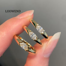 Load image into Gallery viewer, LUOWEND 18K Yellow Gold Natural Diamond Ring for Women