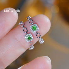 Load image into Gallery viewer, LUOWEND 18K White Gold Natural Green Diamond Ring for Women