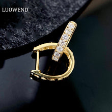 Load image into Gallery viewer, LUOWEND 18K Gold Real Natural Diamond Hoop Earrings for Women