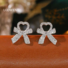 Load image into Gallery viewer, LUOWEND 18K White Gold Natural Diamond Earrings for Women