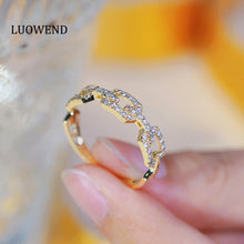Load image into Gallery viewer, LUOWEND 18K Yellow Gold Real Natural Diamond Ring for Women