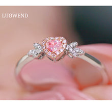 Load image into Gallery viewer, LUOWEND 18K White Gold Real Natural Pink Diamond Ring for Women