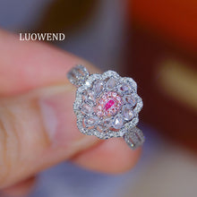 Load image into Gallery viewer, LUOWEND 18K White Gold Natural Pink Diamond Ring for Women
