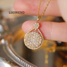 Load image into Gallery viewer, LUOWEND 18K Yellow Gold Natural Diamond Necklace for Women