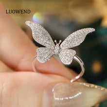 Load image into Gallery viewer, LUOWEND 18K White Gold Natural Diamond Ring for Women