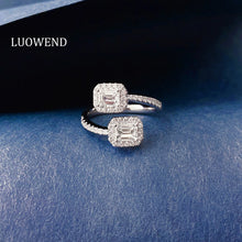 Load image into Gallery viewer, LUOWEND 18K White Gold Natural Diamond Ring for Women