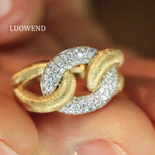 Load image into Gallery viewer, LUOWEND 18K Yellow Gold Fine Jewelry Real Natural Diamond Ring for Women