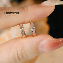 Load image into Gallery viewer, LUOWEND 18K Rose Gold Natural Diamond Stud Earrings for Women