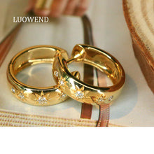 Load image into Gallery viewer, LUOWEND 18K Yellow Gold Natural Diamond Earrings for Women