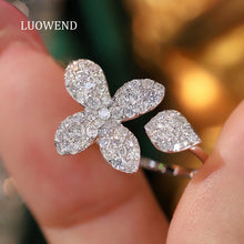 Load image into Gallery viewer, LUOWEND 18K White Gold Natural Diamond Ring for Women