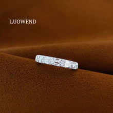 Load image into Gallery viewer, LUOWEND 18K White Gold Natural Diamond Ring for Women