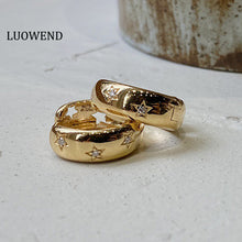 Load image into Gallery viewer, LUOWEND 18K Yellow Gold Hoop Earrings for Women