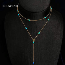 Load image into Gallery viewer, LUOWEND 18K Yellow Gold Real Natural Opal Necklace for Women