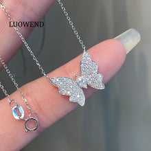 Load image into Gallery viewer, LUOWEND 18K White Gold Natural Diamond Necklace for Women