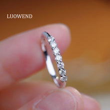 Load image into Gallery viewer, LUOWEND 18K White Gold Natural Diamond Ring for Women
