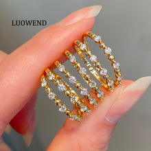 Load image into Gallery viewer, LUOWEND 18K Yellow Gold Natural Diamond Ring for Women