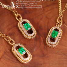 Load image into Gallery viewer, LUOWEND 18K Yellow Gold Real Natural Emerald Necklace for Women