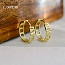 Load image into Gallery viewer, LUOWEND 18K Yellow Gold Real Natural Diamond Hoop Earrings for Women