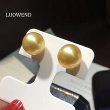 Load image into Gallery viewer, LUOWEND 18K Yellow Gold Real Natural Gold Pear Earrings for Women