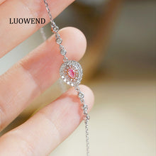 Load image into Gallery viewer, LUOWEND 18K White Gold Natural Pink Diamond Bracelet for Women