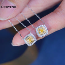 Load image into Gallery viewer, LUOWEND 18K White Gold Real Natural Diamond Pendant Necklace for Women