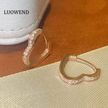 Load image into Gallery viewer, LUOWEND 18K White/Rose/Yellow Gold Real Natural Diamond Earrings for Women