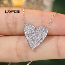 Load image into Gallery viewer, LUOWEND 18K White Gold Natural Diamond Pendant Necklace for Women