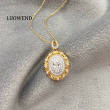 Load image into Gallery viewer, LUOWEND 18K Yellow Gold Natural Diamond Pendant for Women