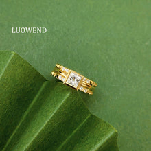 Load image into Gallery viewer, LUOWEND 18K Yellow Gold Natural Diamond Ring for Women