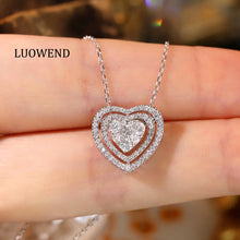 Load image into Gallery viewer, LUOWEND 18K White Gold Natural Diamond Necklace for Women