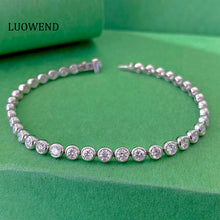 Load image into Gallery viewer, LUOWEND 18K White Gold Real Natural Diamond Bracelet for Women
