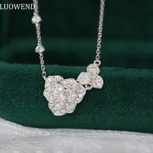 Load image into Gallery viewer, LUOWEND 18K White Gold Real Natural Diamond Pendant Necklace for Women