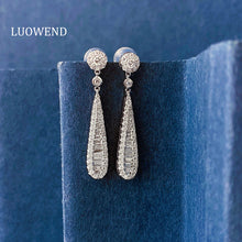 Load image into Gallery viewer, LUOWEND 18K White Gold Natural Diamond Earrings for Women