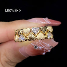 Load image into Gallery viewer, LUOWEND 18K Yellow Gold Real Natural Diamond Ring for Women