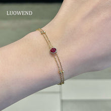 Load image into Gallery viewer, LUOWEND 18K Yellow Gold Natural Ruby Bracelet for Women