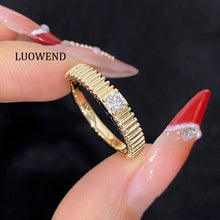 Load image into Gallery viewer, LUOWEND 18K Yellow Gold Natural Diamond Ring for Women