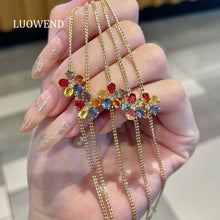 Load image into Gallery viewer, LUOWEND 18K Yellow Gold Natural Color Sapphire Bracelet for Women