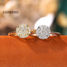 Load image into Gallery viewer, LUOWEND 18K White or Yellow Gold Real Natural Diamond Ring for Women
