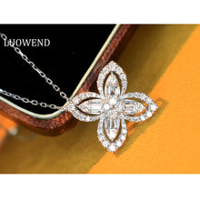 Load image into Gallery viewer, LUOWEND 18K White Gold Real Natural Diamond Earrings and Necklace for Women