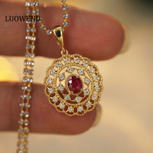Load image into Gallery viewer, LUOWEND 18K Yellow Gold Real Natural Diamond and Ruby Necklace for Women