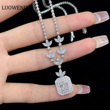 Load image into Gallery viewer, LUOWEND 18K White Gold Real Natural Diamond Pendant Necklace for Women