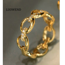 Load image into Gallery viewer, LUOWEND 18K Yellow Gold Natural Diamond Ring for Women