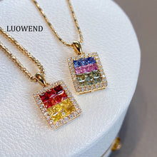 Load image into Gallery viewer, LUOWEND 18K Yellow Gold Natural Color Sapphire Pendant for Women