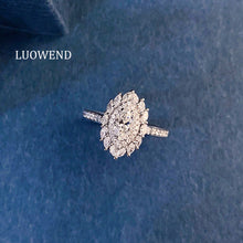 Load image into Gallery viewer, LUOWEND 18K White Gold Natural Diamond Ring for Women
