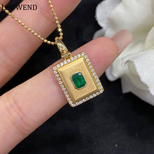 Load image into Gallery viewer, LUOWEND 18K Yellow Gold Real Natural Emerald Gemstone Necklace for Women