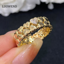 Load image into Gallery viewer, LUOWEND 18K Yellow Gold Real Natural Diamond Ring for Women