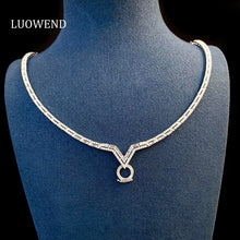 Load image into Gallery viewer, LUOWEND 18K White Gold Real Natural Diamond Necklace for Women
