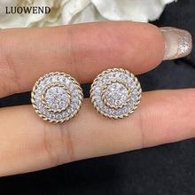 Load image into Gallery viewer, LUOWEND 18K Yellow Gold Real Natural Diamond Stud Earrings for Women