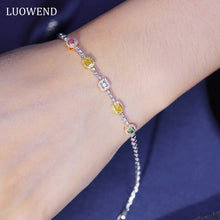 Load image into Gallery viewer, LUOWEND 18K White Gold Real Natural Colorful Diamond Bracelet for Women